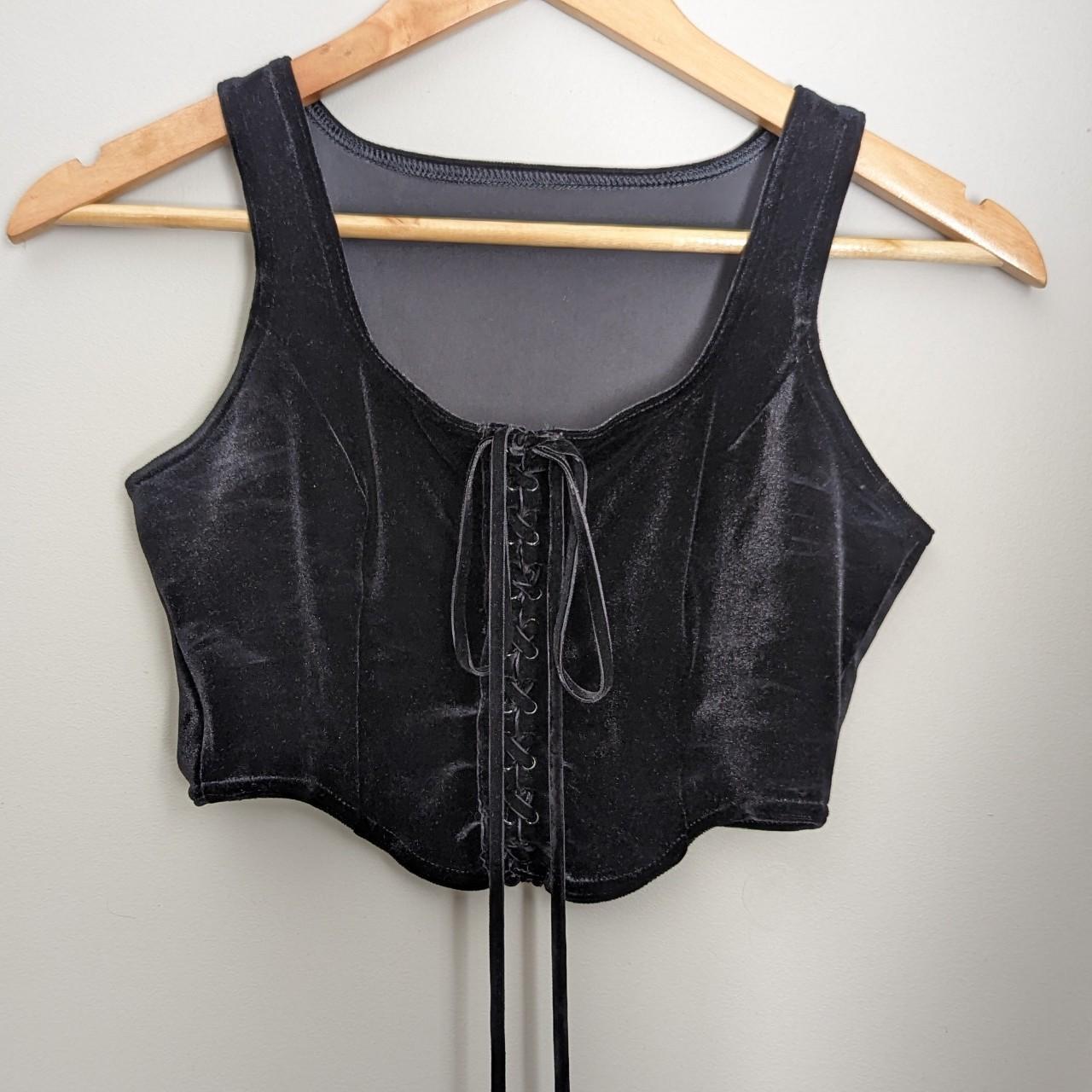 BLACKMILK VELVET BLACK LACE UP CORSET TOP Depop