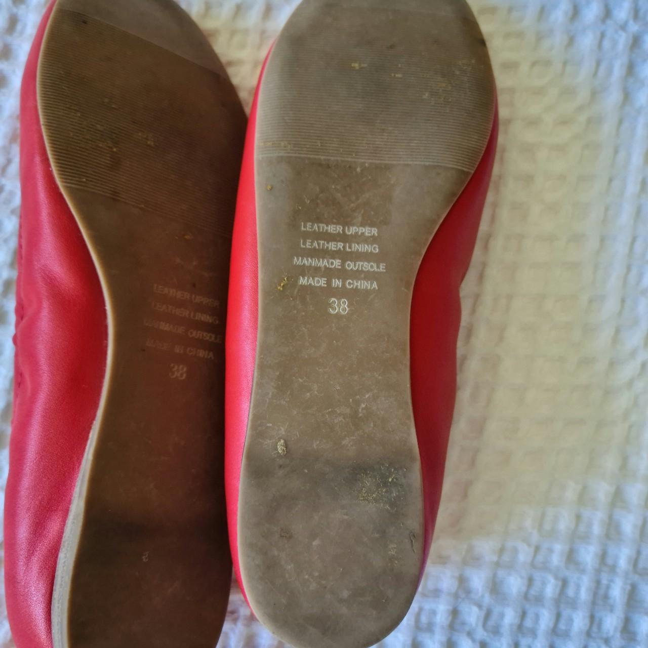 DAVID JONES Red Leather Ballet Flats Size 38 AU... Depop