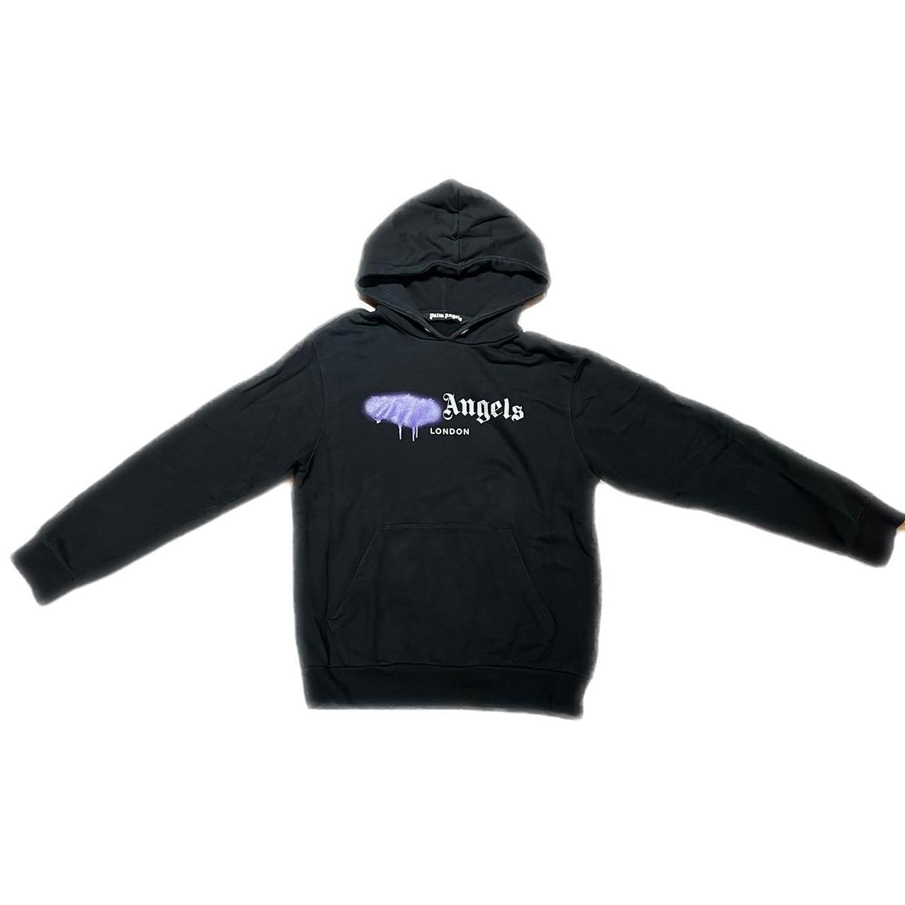 Palm Angels Black & Purple Sprayed Logo 'London' Hoodie Palm Angels