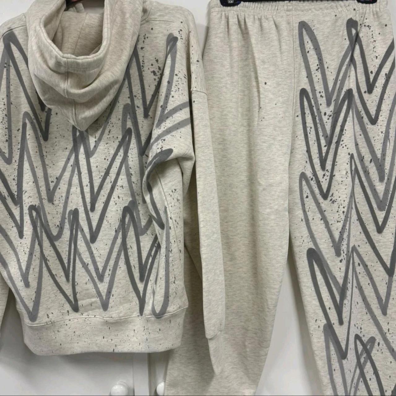 Grey hearts spray paint graffiti tracksuit hoodie... Depop
