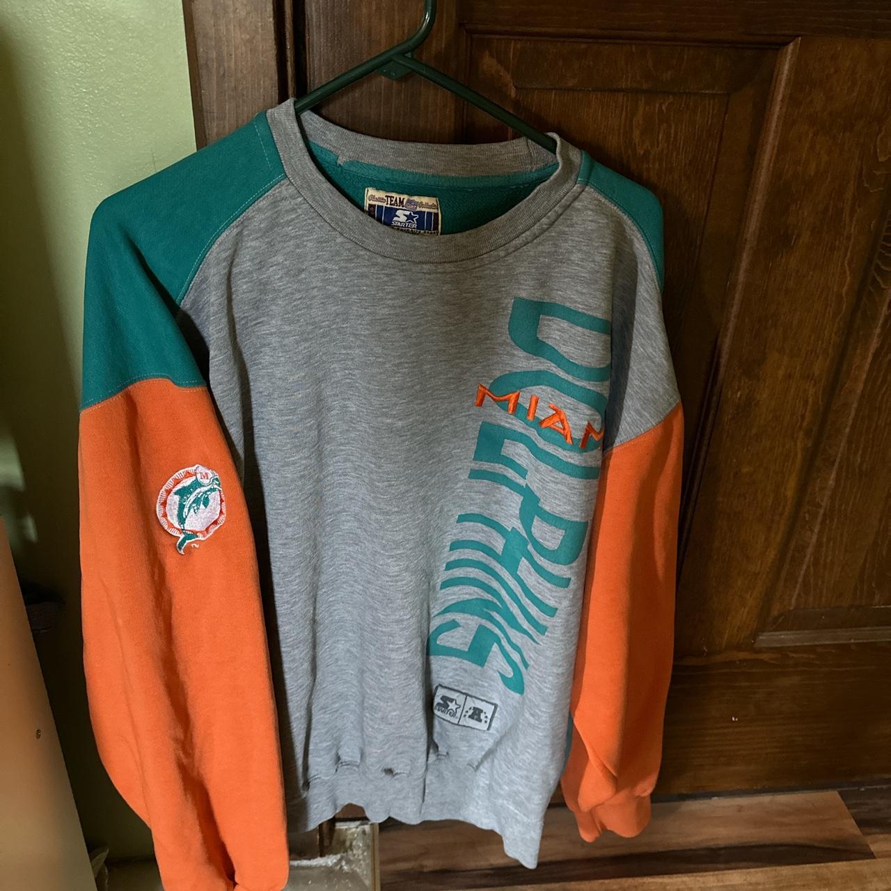 Vintge Miami dolphins sweatshirt // 90s 80s Grey - Depop