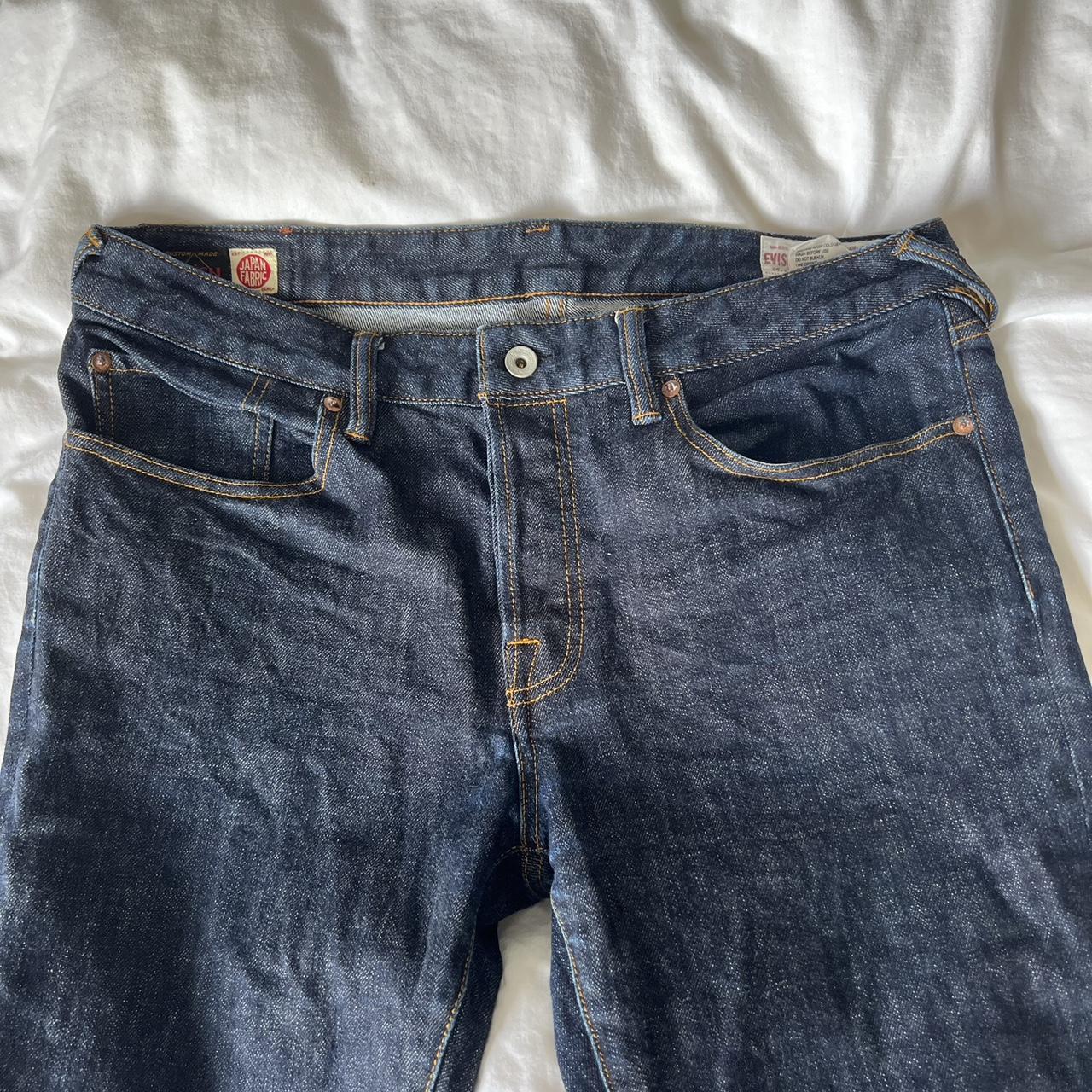 evisu white seagull jeans - Depop