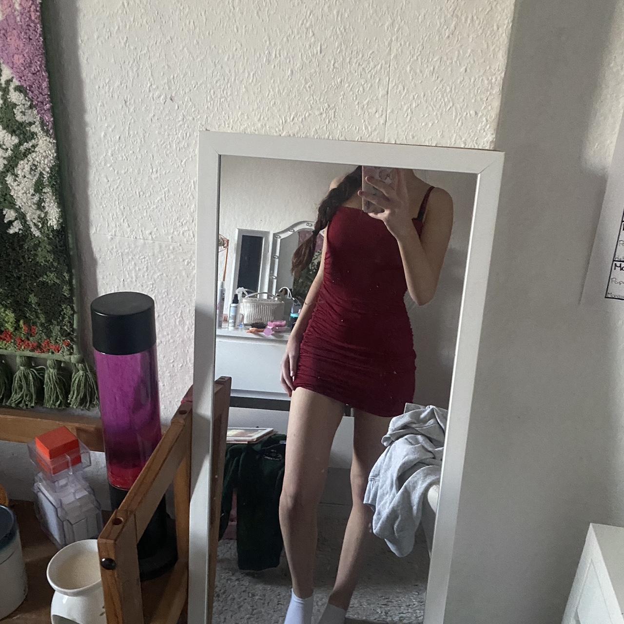 red/burgundy mini dress shein - Depop