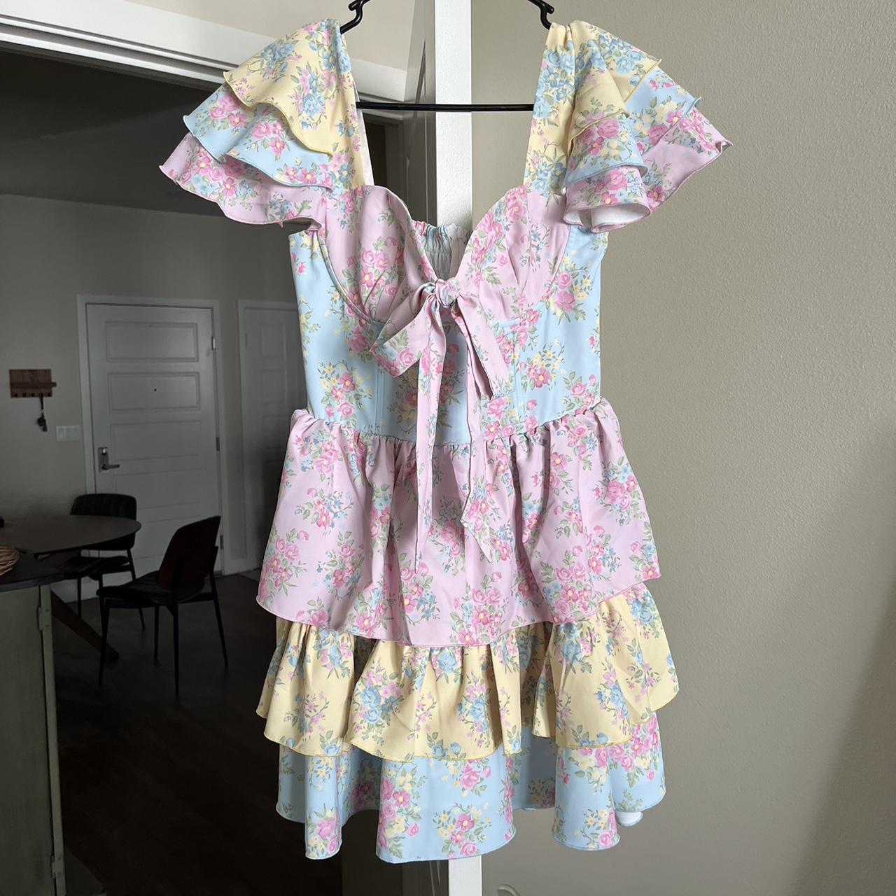 Dolls kill size S floral pastel ruffled dress. Never... Depop