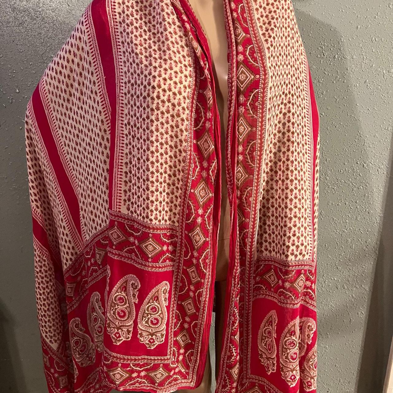 Source Unknown Women's Scarf - Red/Multi – Vtg Sc… - image 2