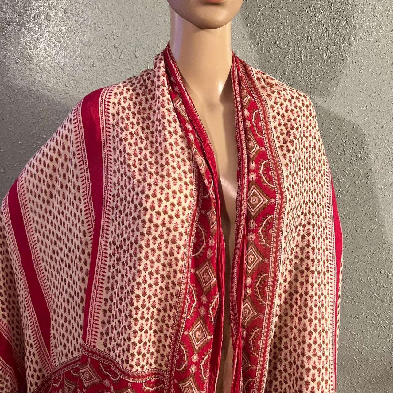 Source Unknown Women's Scarf - Red/Multi – Vtg Sc… - image 3