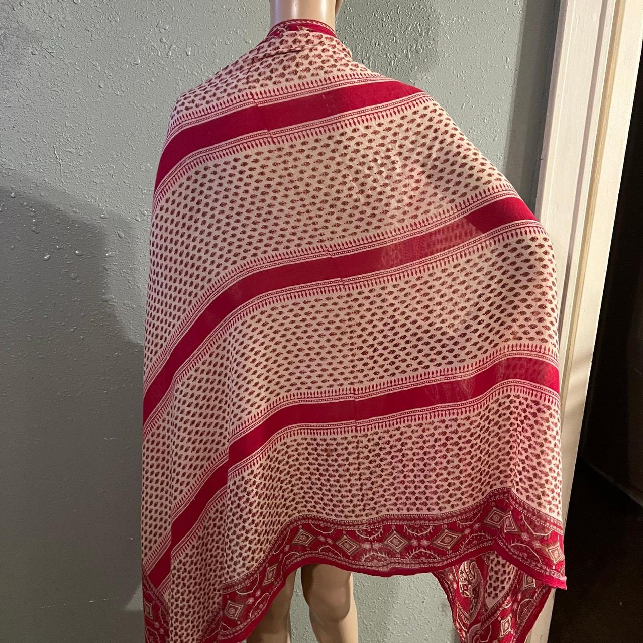 Source Unknown Women's Scarf - Red/Multi – Vtg Sc… - image 6