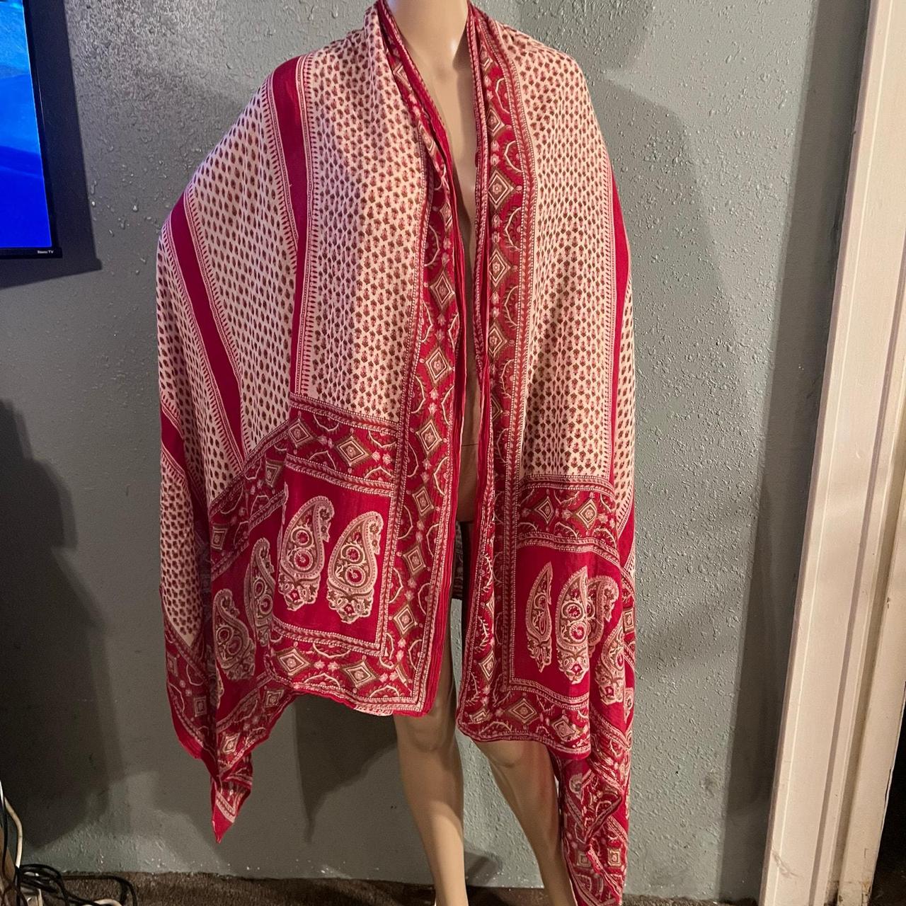 Source Unknown Women's Scarf - Red/Multi – Vtg Sc… - image 1