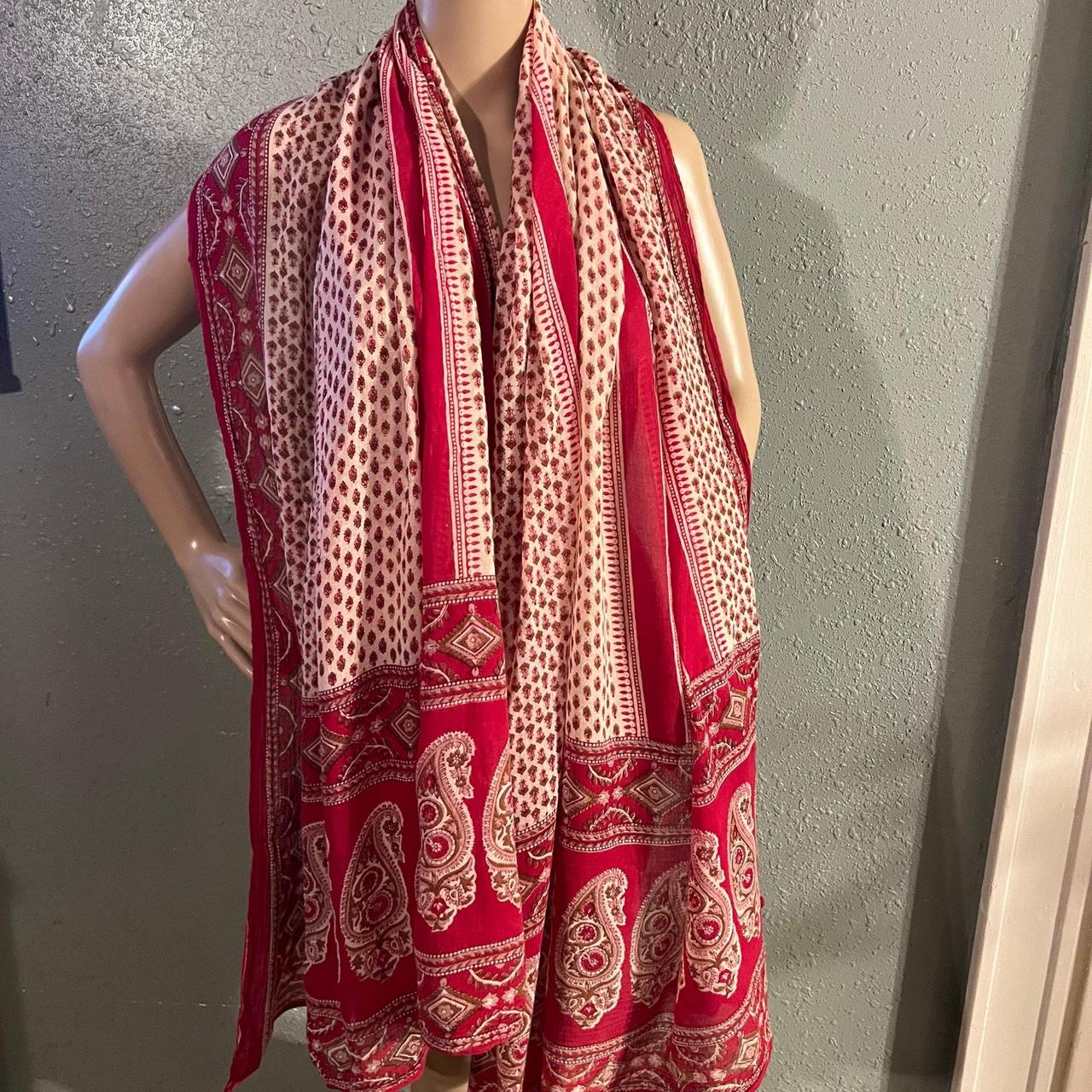 Source Unknown Women's Scarf - Red/Multi – Vtg Sc… - image 8