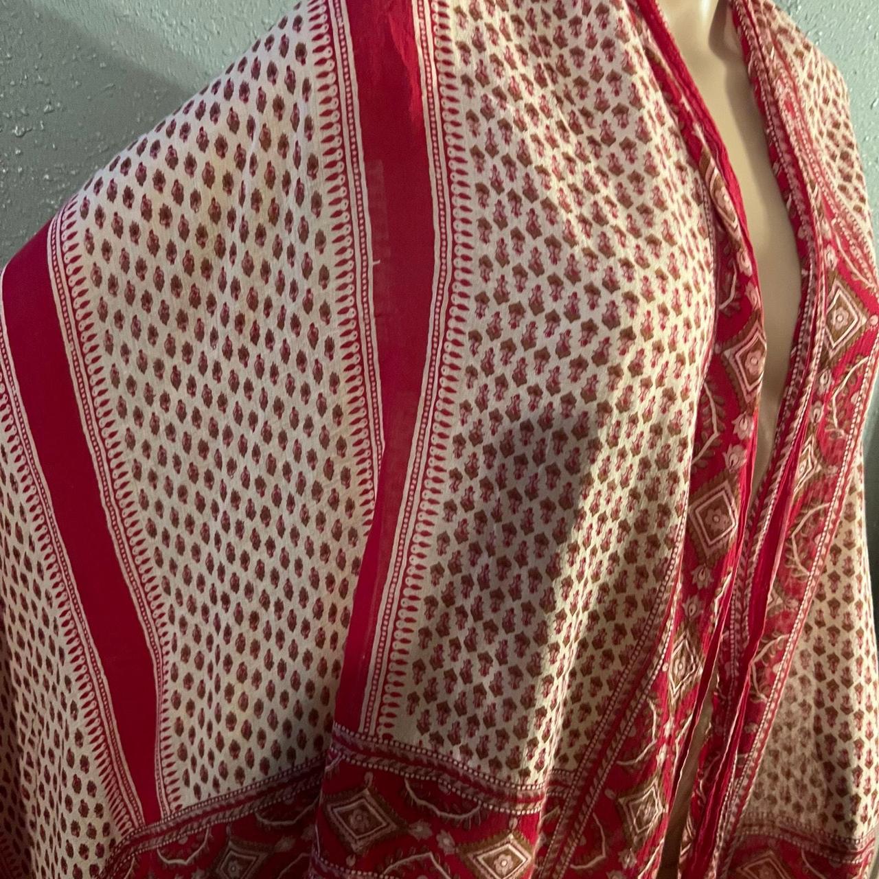 Source Unknown Women's Scarf - Red/Multi – Vtg Sc… - image 4