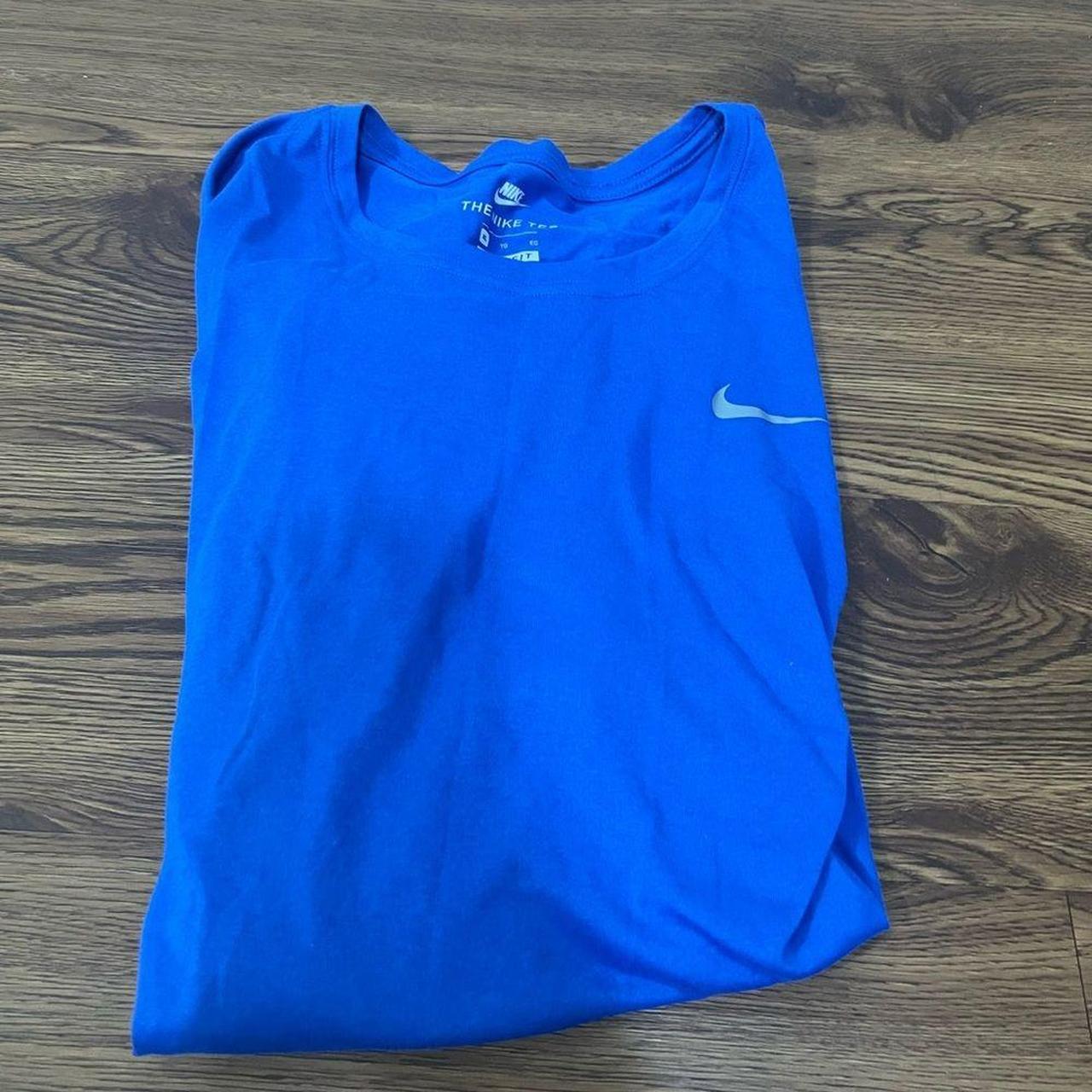 royal blue and volt nike shirt