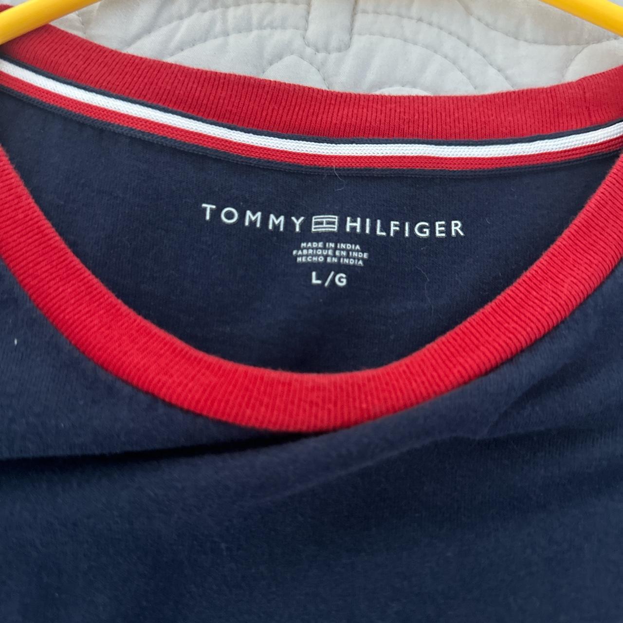 Tommy Hilfiger navy flag logo shirt Size large a... - Depop