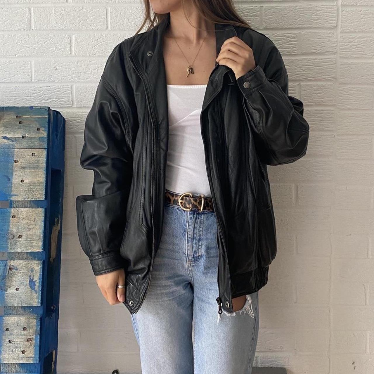 🔥 Vintage 100% leather bomber jacket. Peng... - Depop