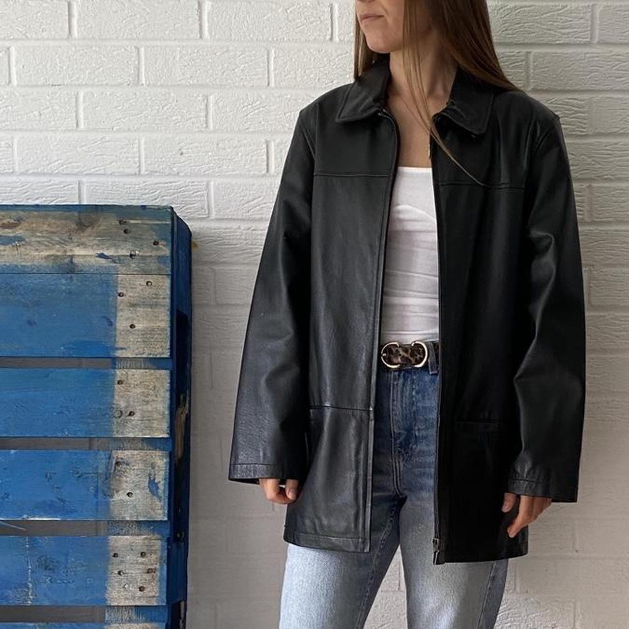 🔥 Vintage leather jacket. Grunge oversized 100... Depop