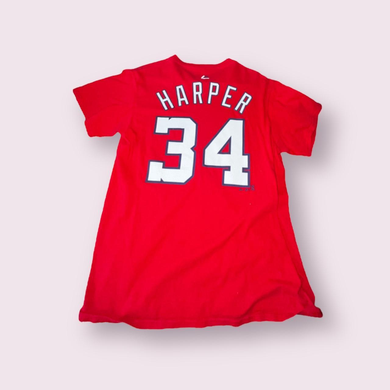 Buy the Mens Red Washington Nationals Bryce Harper #34 MLB