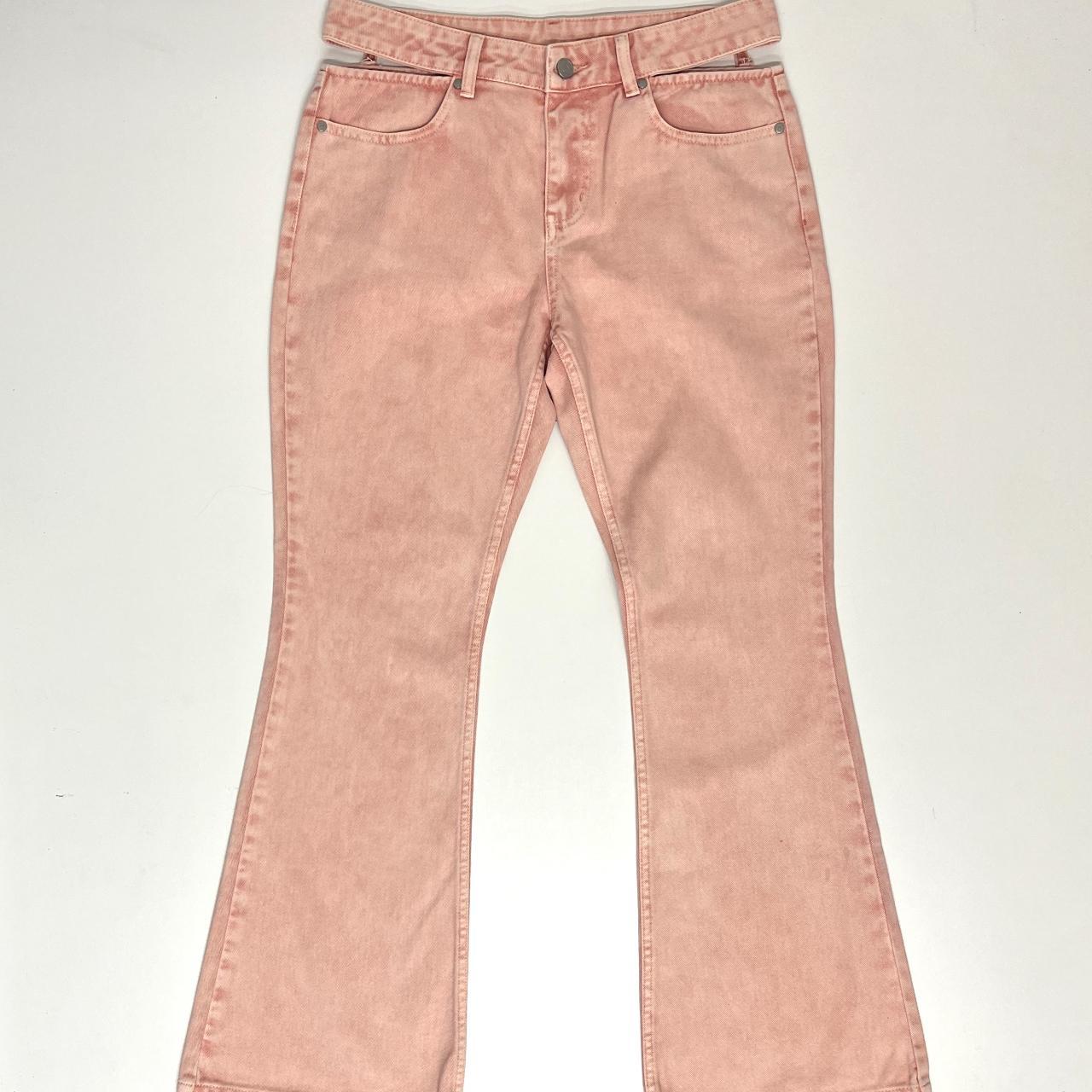 Milk It Pink Denim Flares Washed pink denim, high... Depop