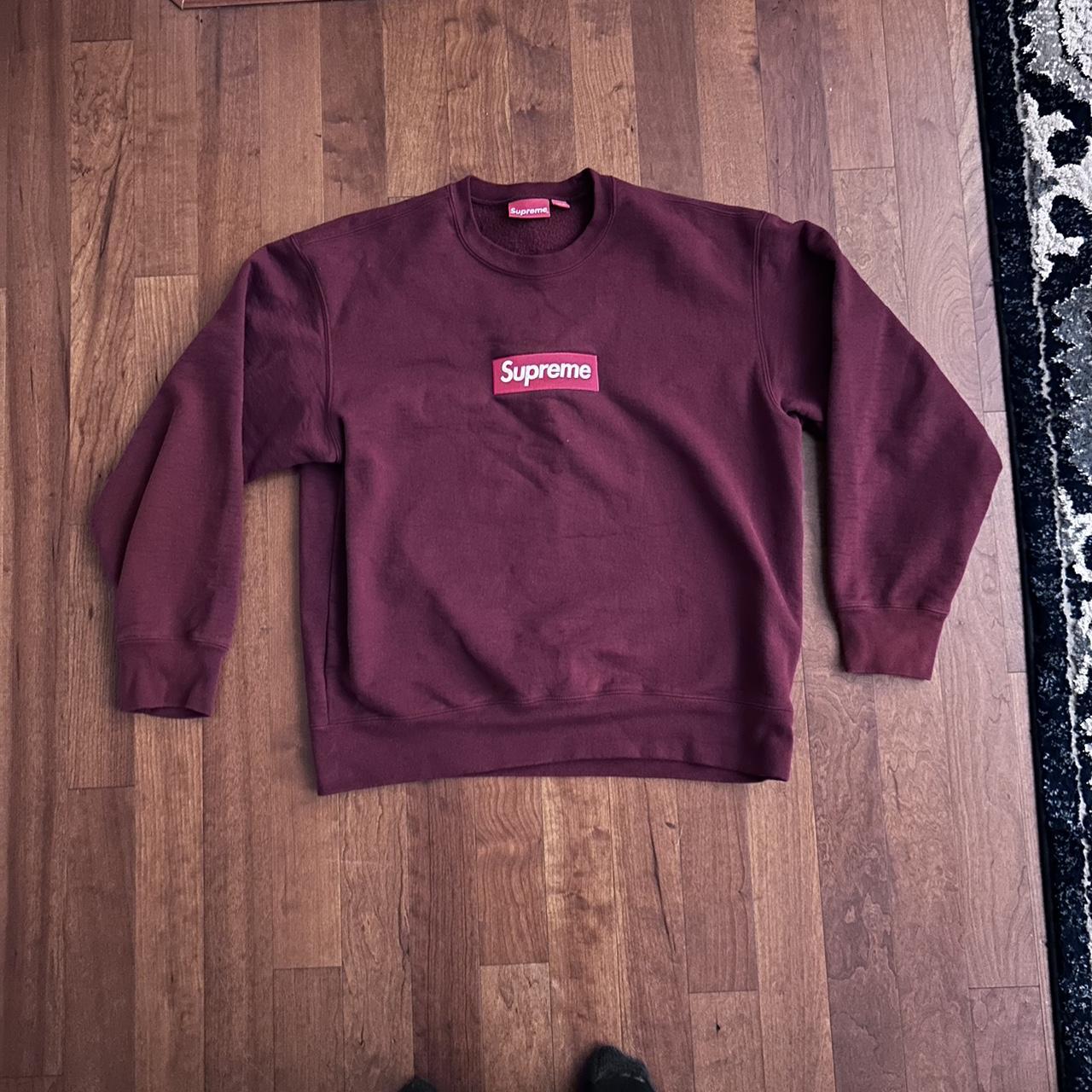 Supreme burgundy box outlet logo tee