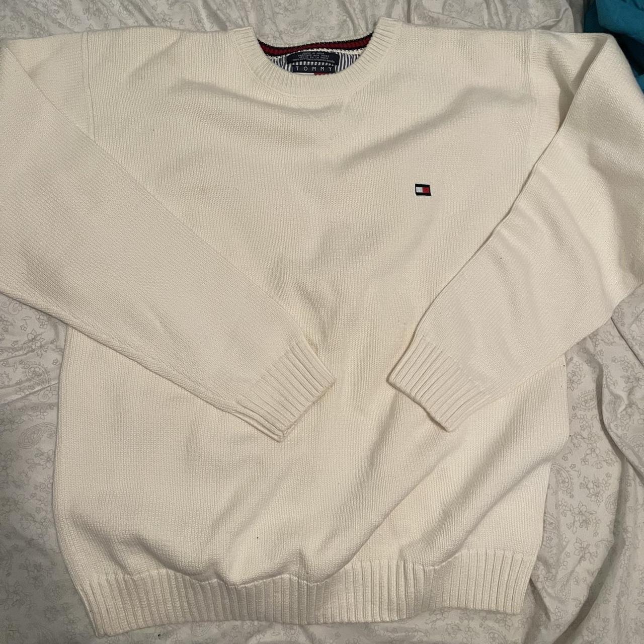 Tommy Hilfiger Cream Knit Sweater Size L Good Depop