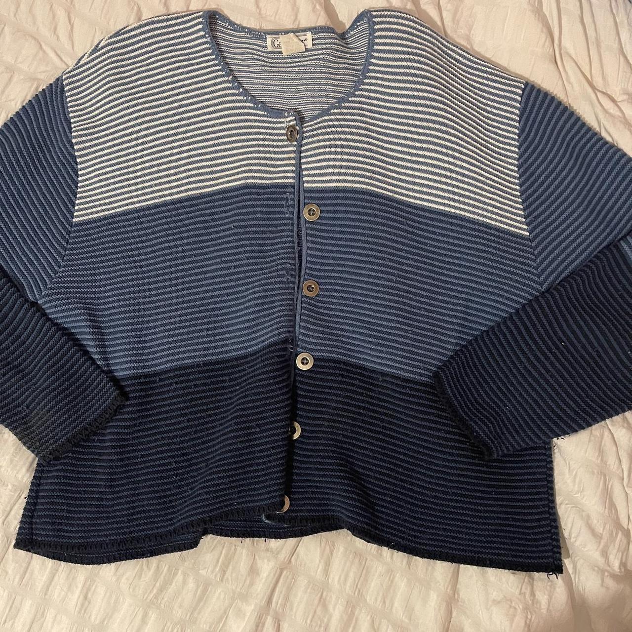 Gallagher Oversized Blue Striped Cardigan w/... Depop