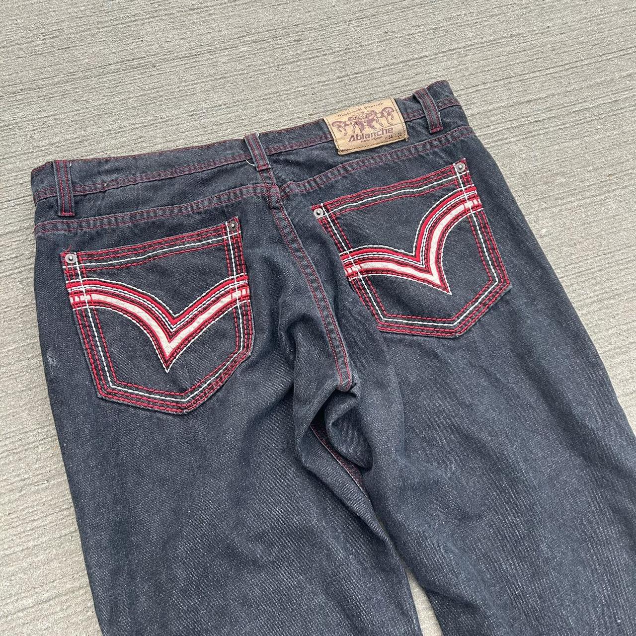 Men's Black and Red Jeans | Depop