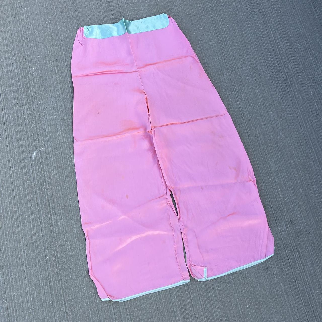 Basement Men's Pink and Blue Trousers (2)