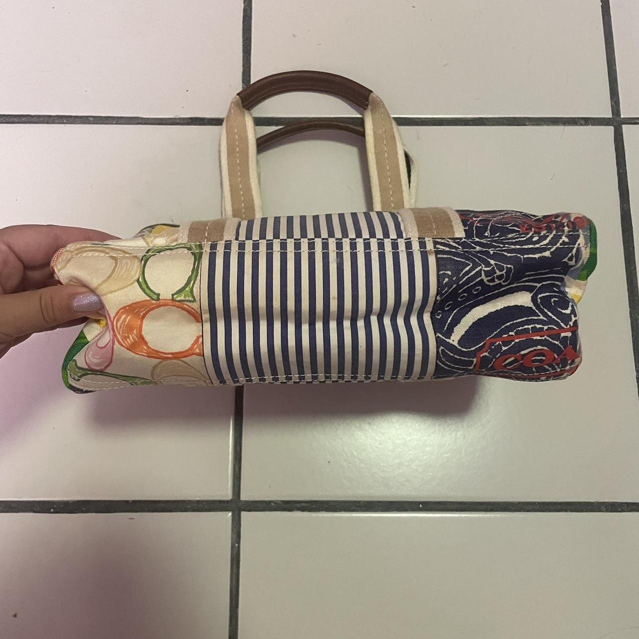 Small vintage Coach shoulder bag. Printed fabric - Depop