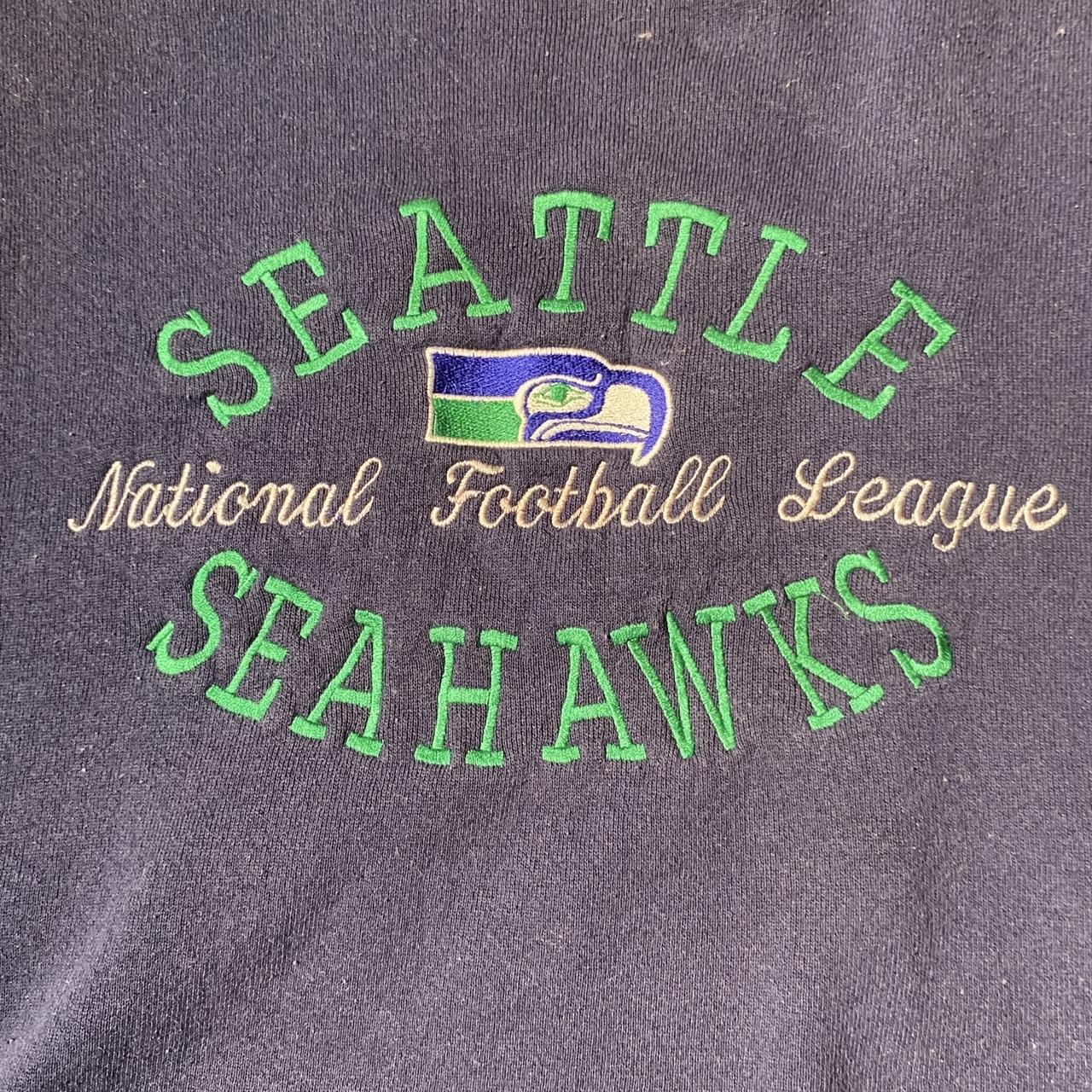 Vintage Seattle Seahawks Logo 7 Crewneck Sweatshirt Blue Size Medium