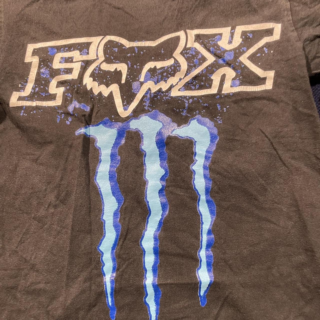 Vintage, Shirts, Vintage Fox Racing Monster Energy Drink Medium Faded  Spell Out Tshirt Black