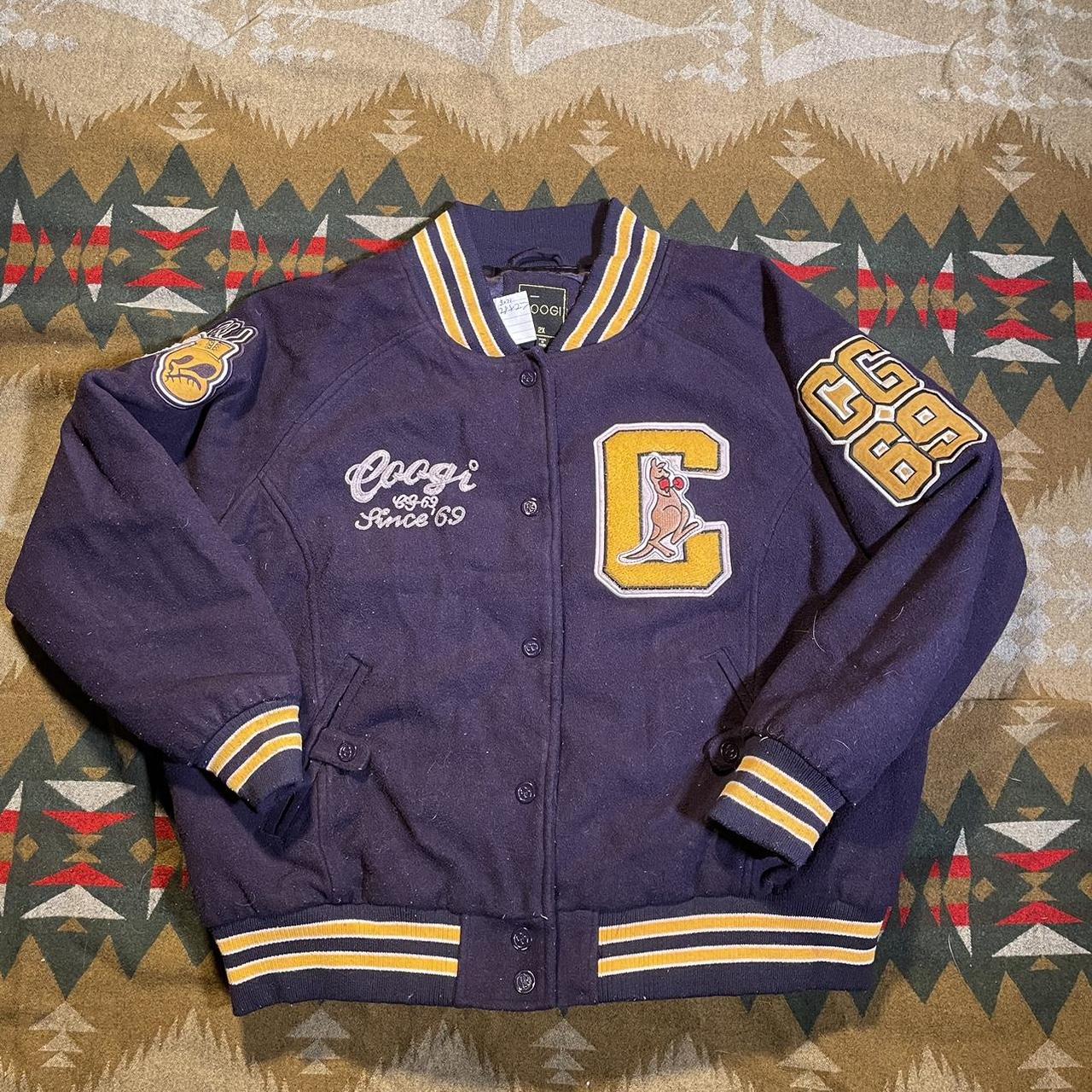 Coogi Vintage Purple Letterman button up jacket I