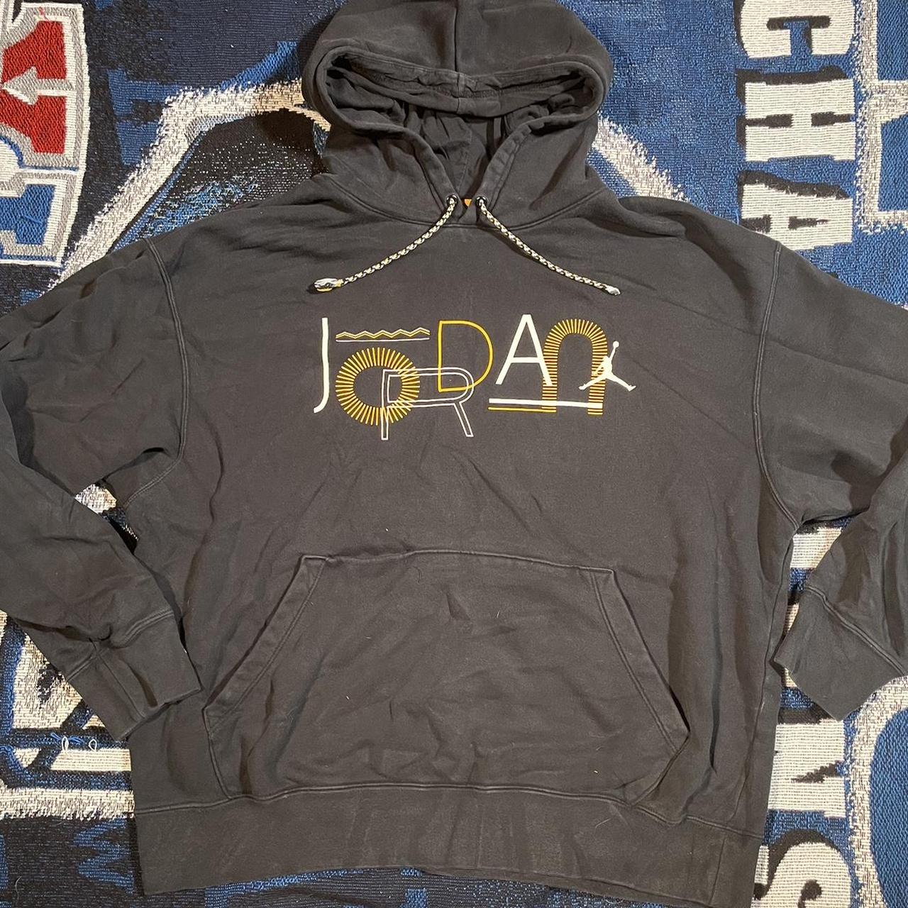 Vintage Y2K Black and yellow Jordan Hoodie. Depop