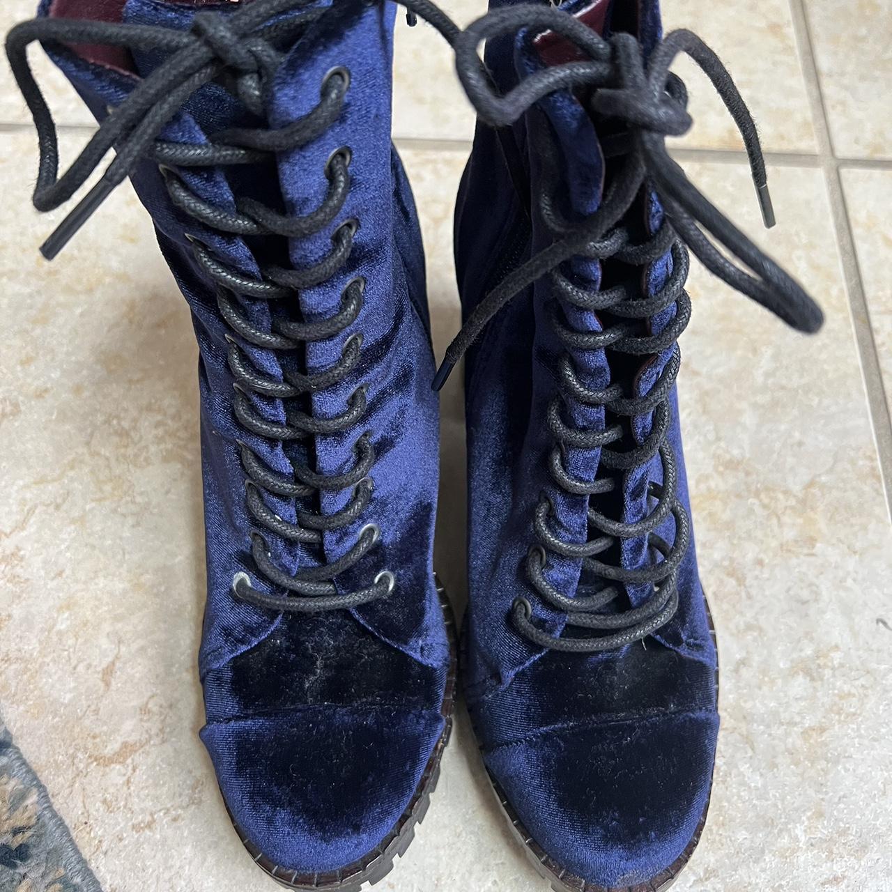 Blue velvet 2024 lace up boots