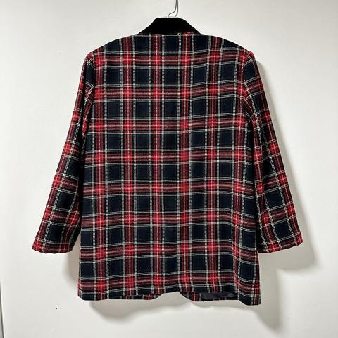 Vintage Sag Harbor Black Red Tartan Plaid Wool - Depop