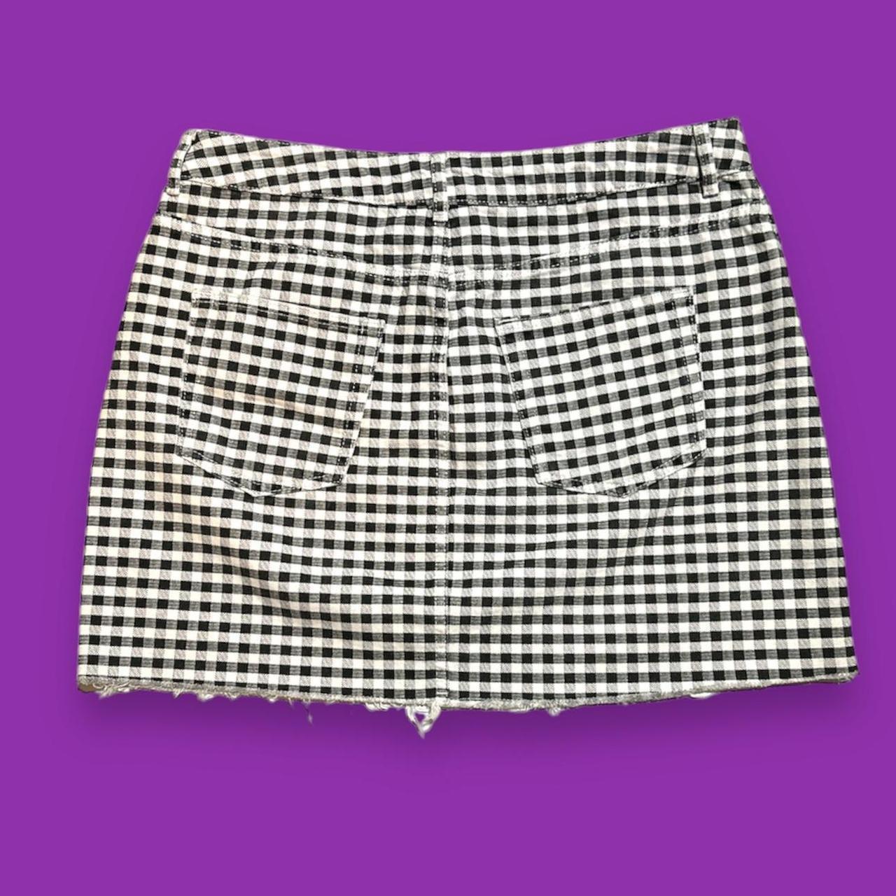 Black gingham denim skirt hotsell