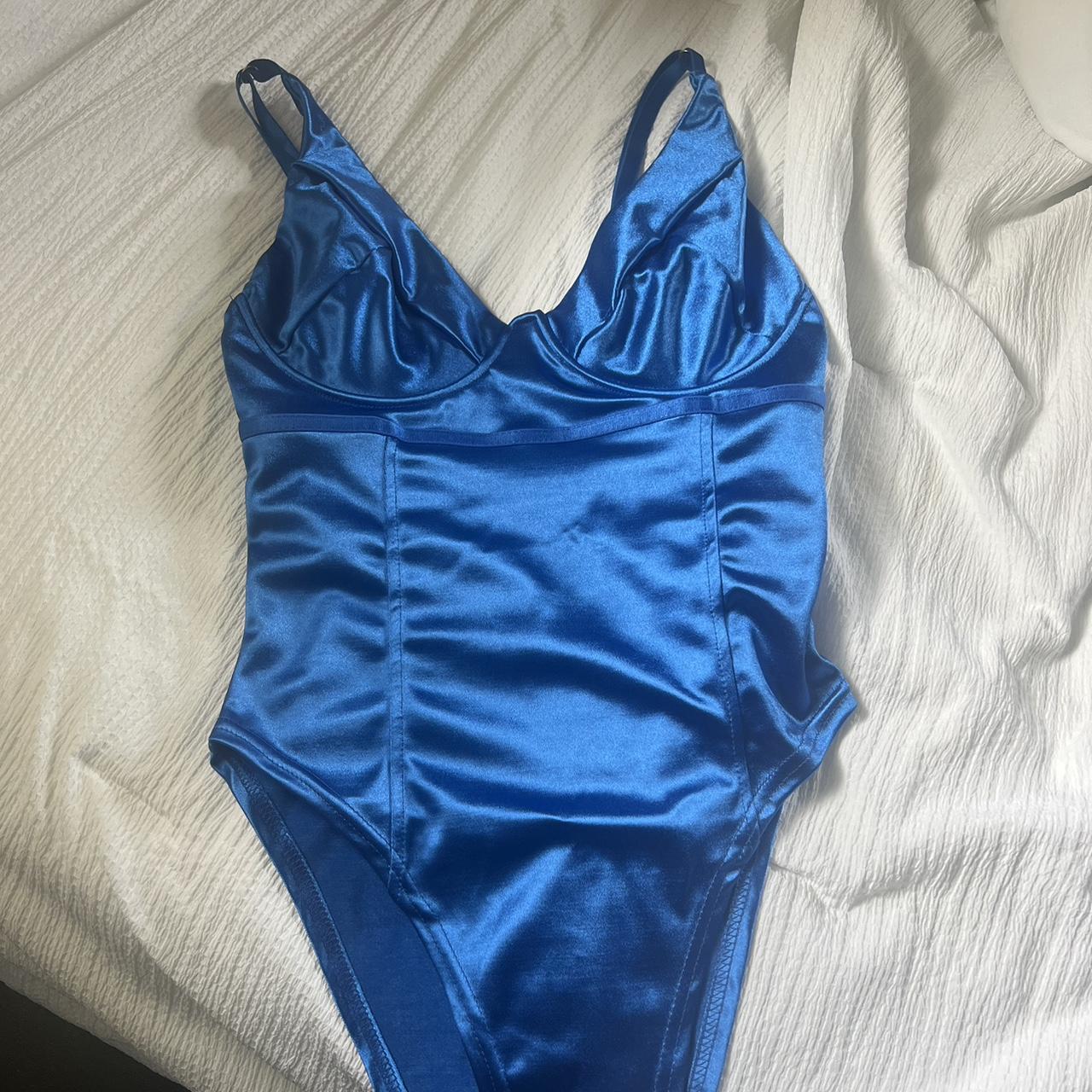Royal blue satin bodysuit