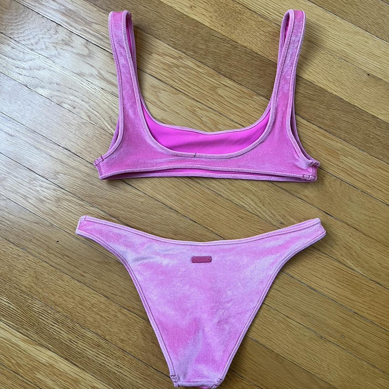 Pink Velvet Triangl Bikini Size Xs Top And Depop 3384