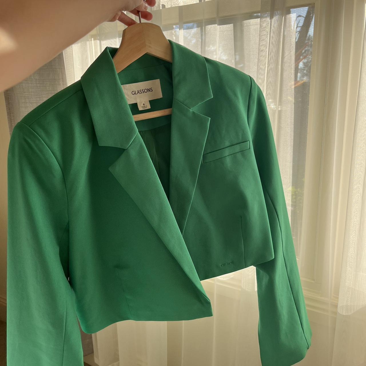 Glassons green cropped blazer! Split sleeves Worn... Depop