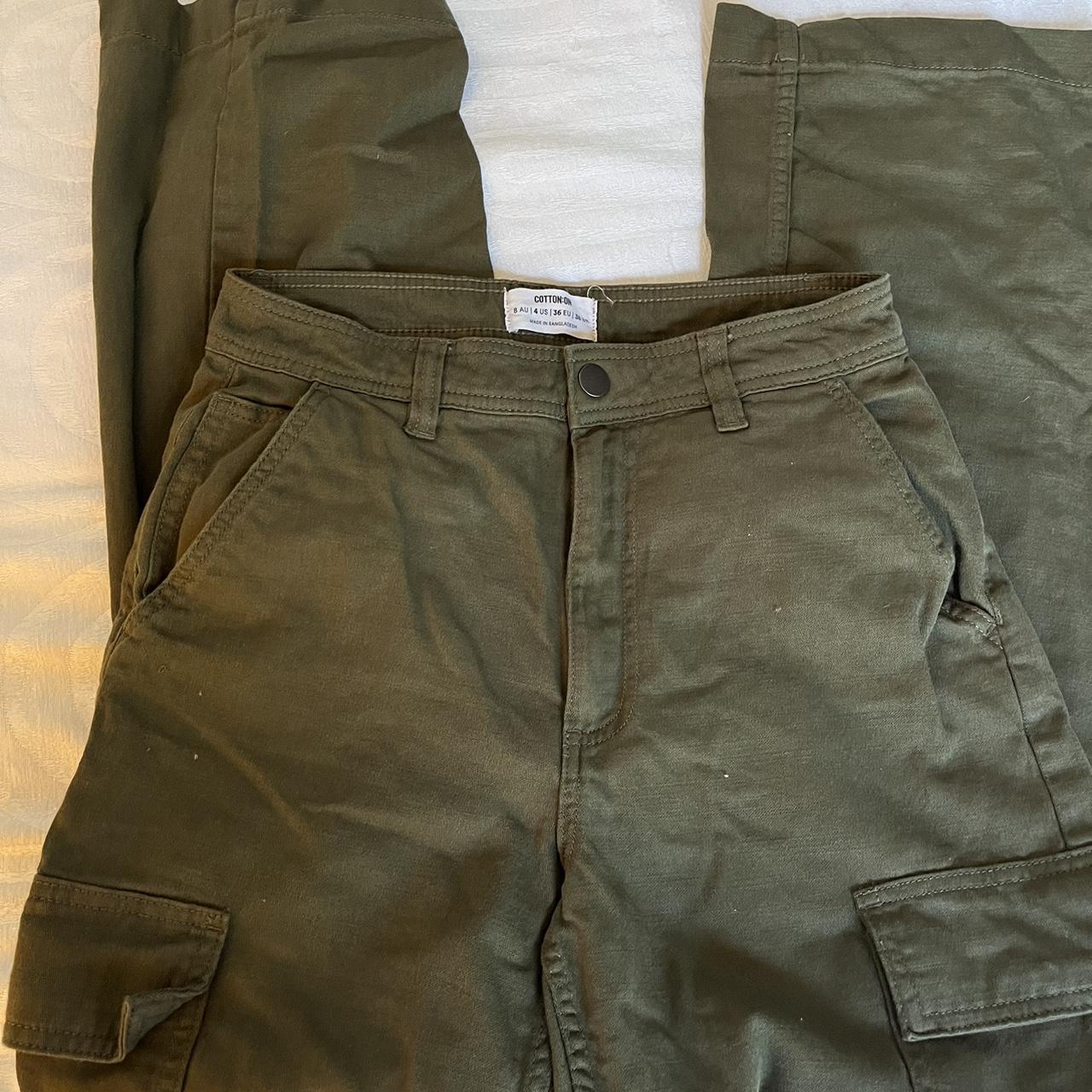 cotton on green cargo pants size US 4 coquette... - Depop