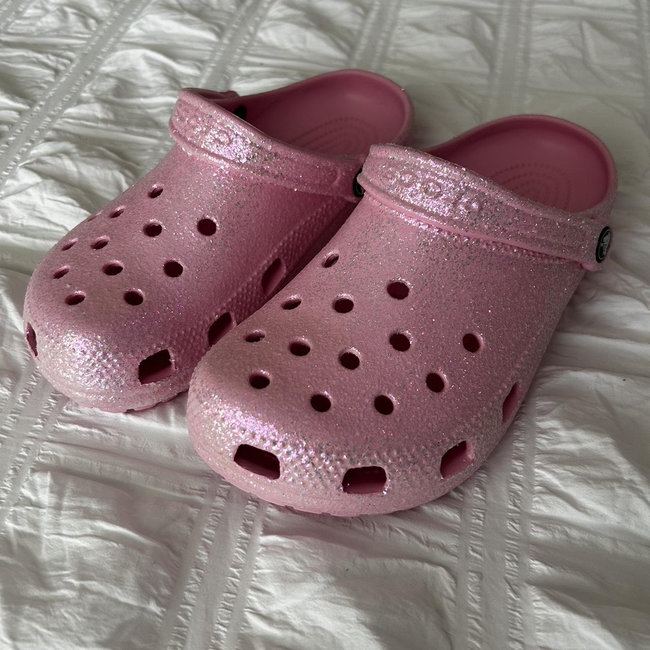 Pink Glitter Crocs #crocs #pink - Depop