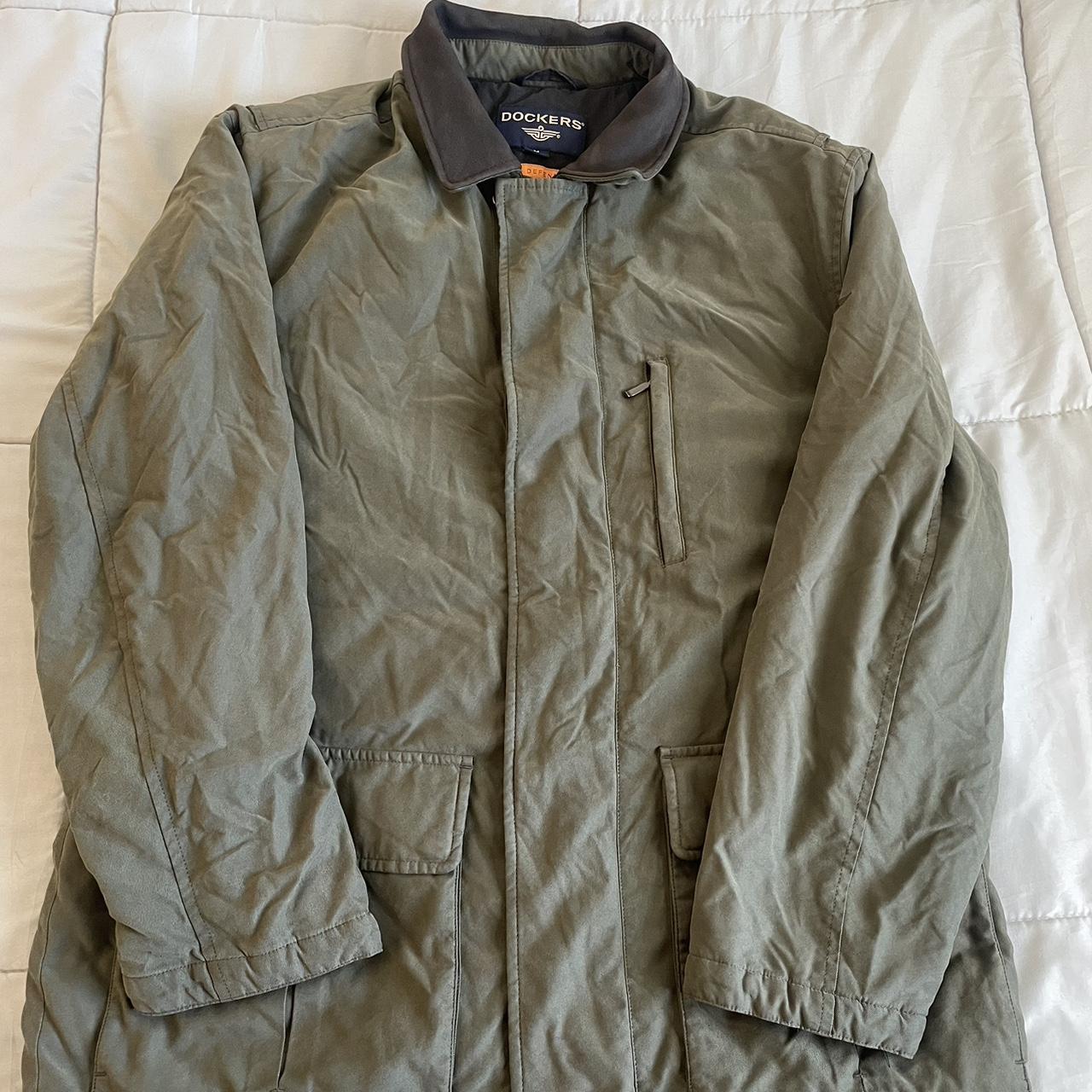 Dockers Men's Green and Black Jacket | Depop