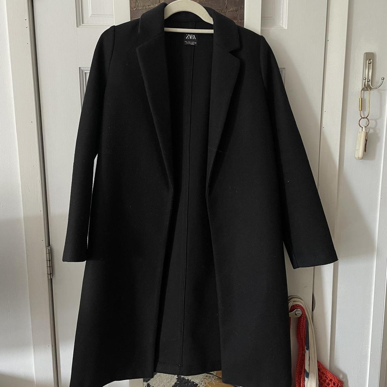 Zara Long Black Coat. Size small. Only worn a couple... - Depop