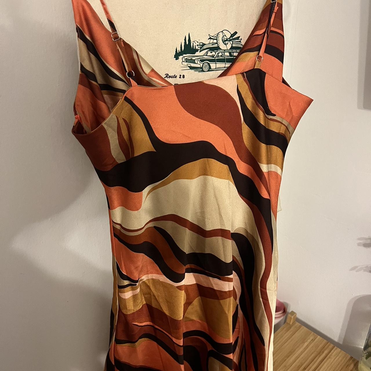 Nasty Gal Women's Orange and Cream Dress Depop