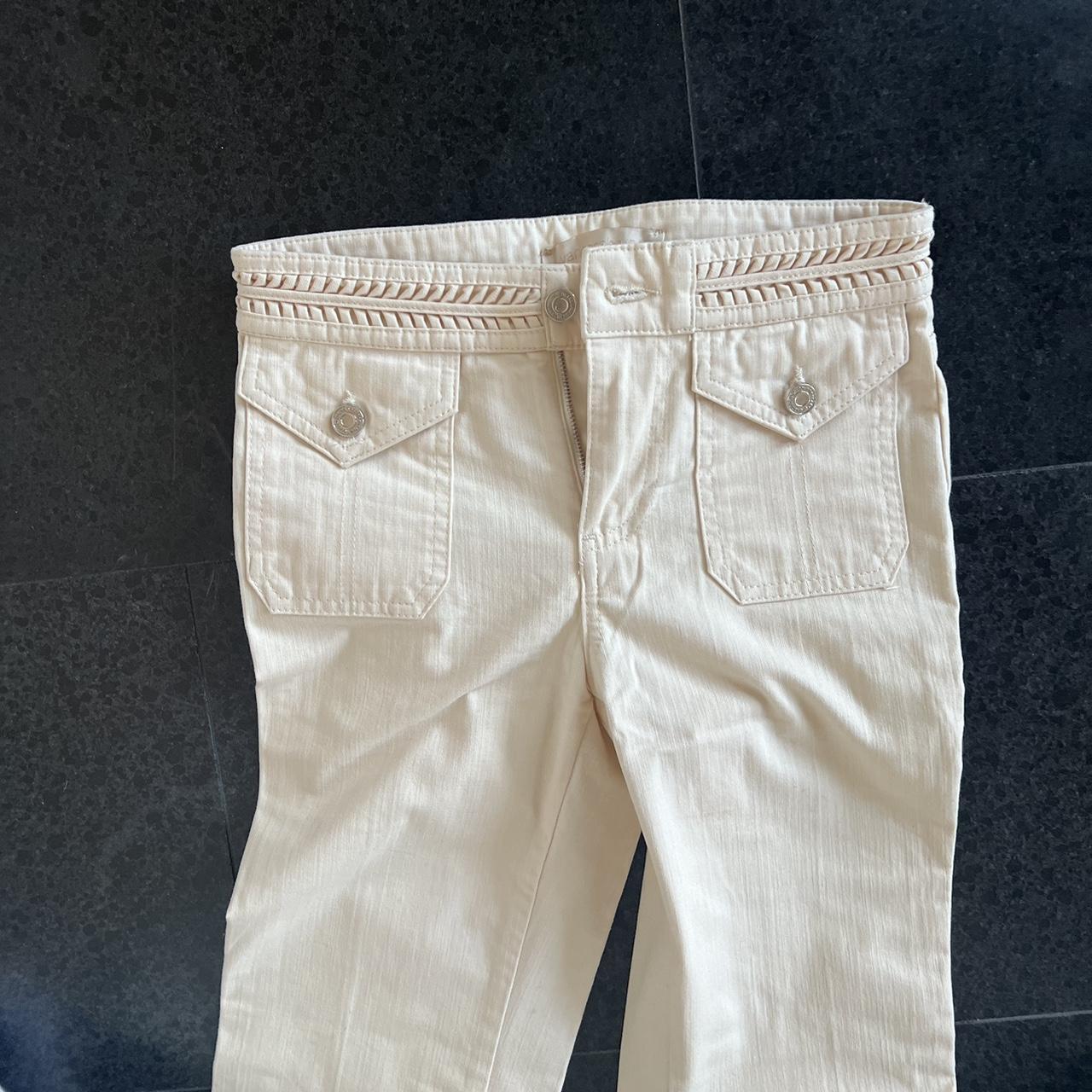 Low rise, cream, jeans, fits like a XS low rise,... - Depop