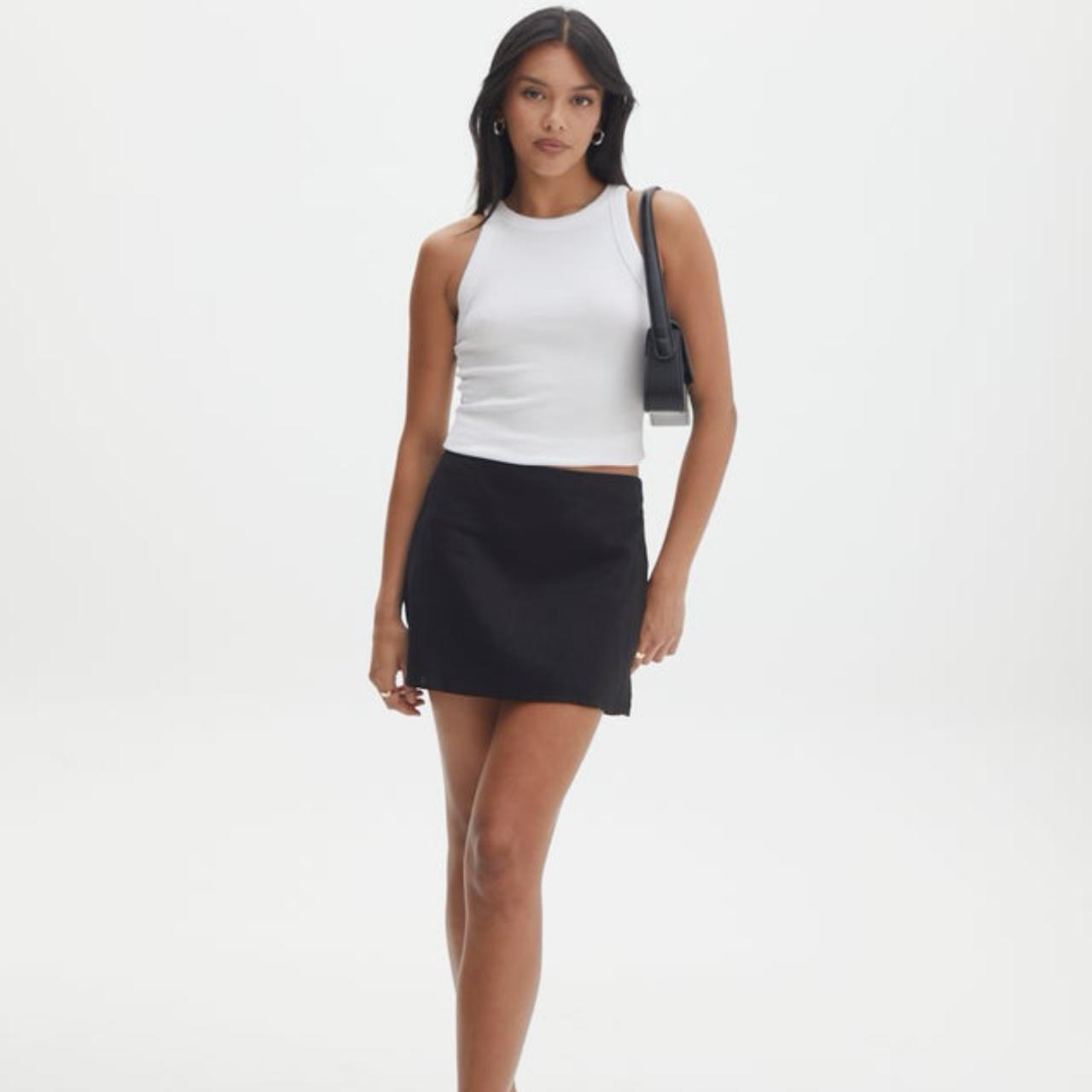 Glassons black linen mini skirt in black