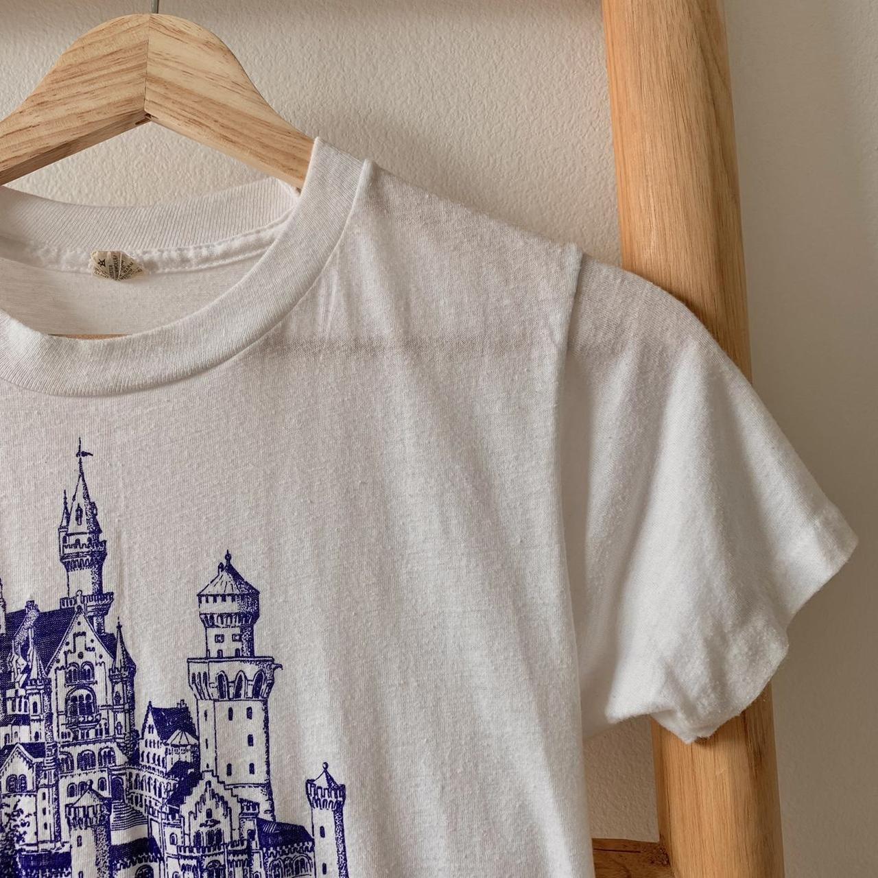 Screen Stars Women's White and Blue T-shirt