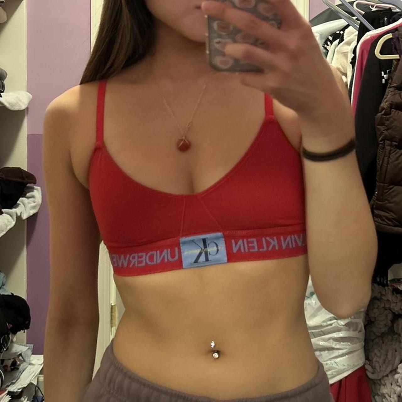 Red calvin-klein-bralette - Depop