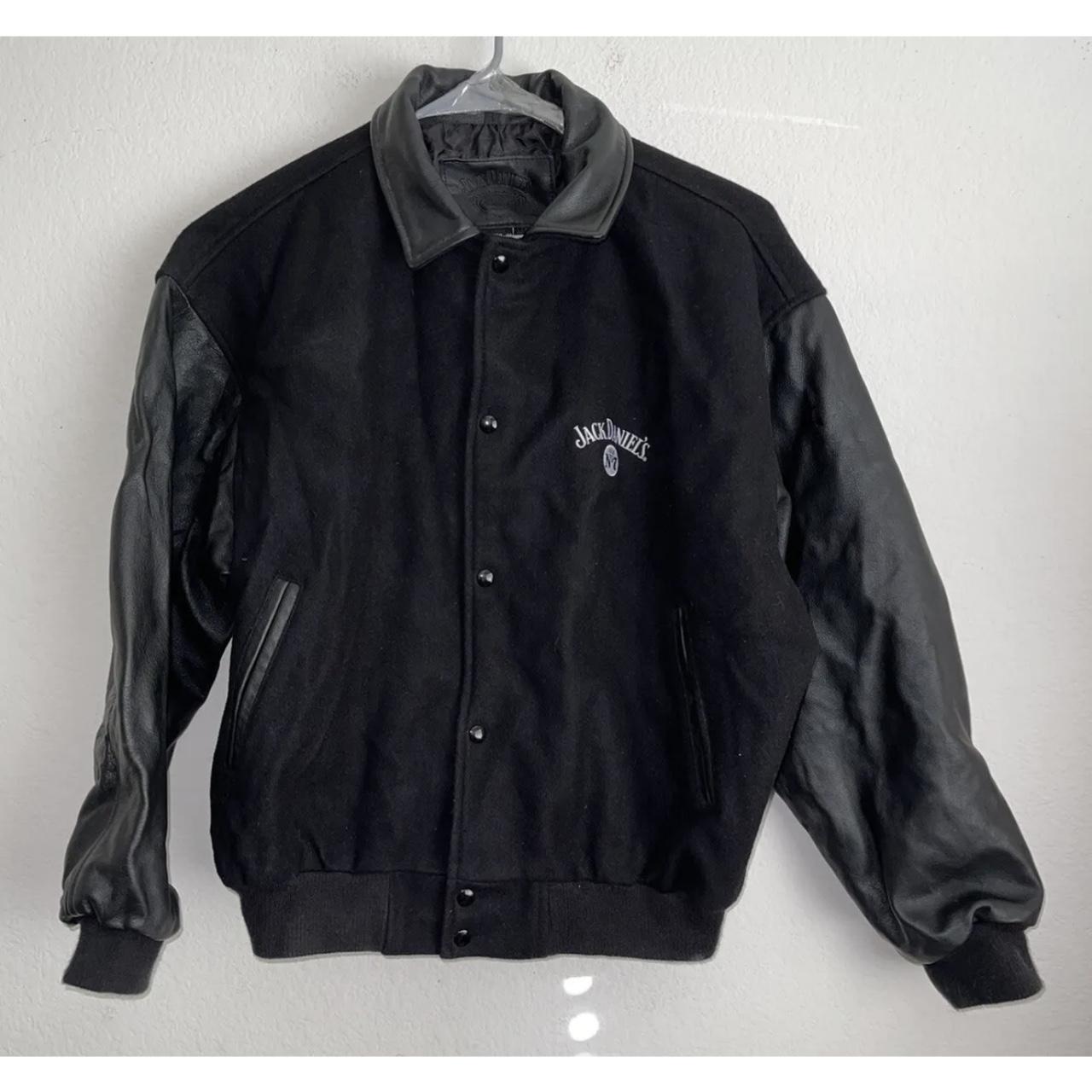 Jack Daniels mens wool leather varsity letterman... - Depop