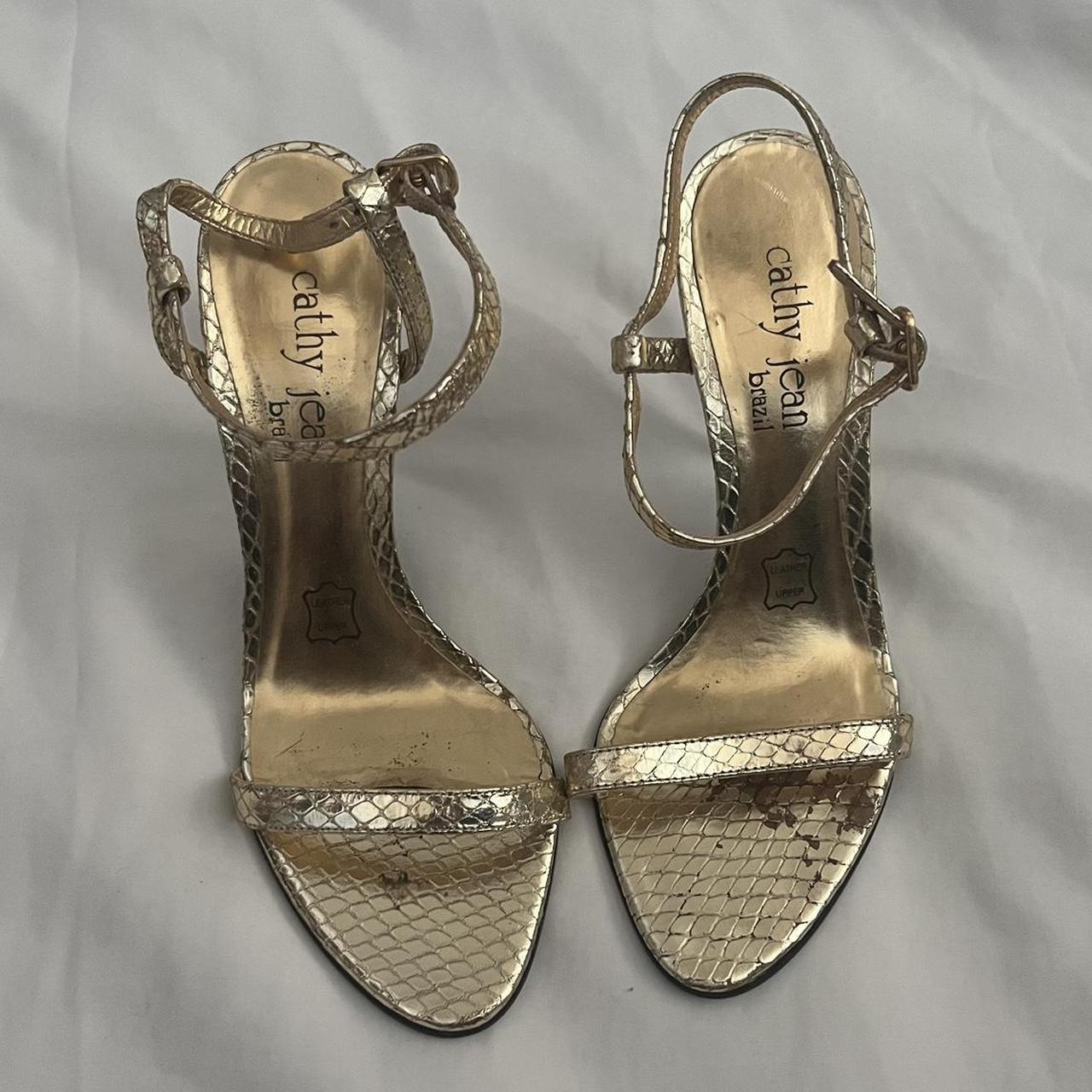 cathy jean brazil gold scale heels some paint... - Depop