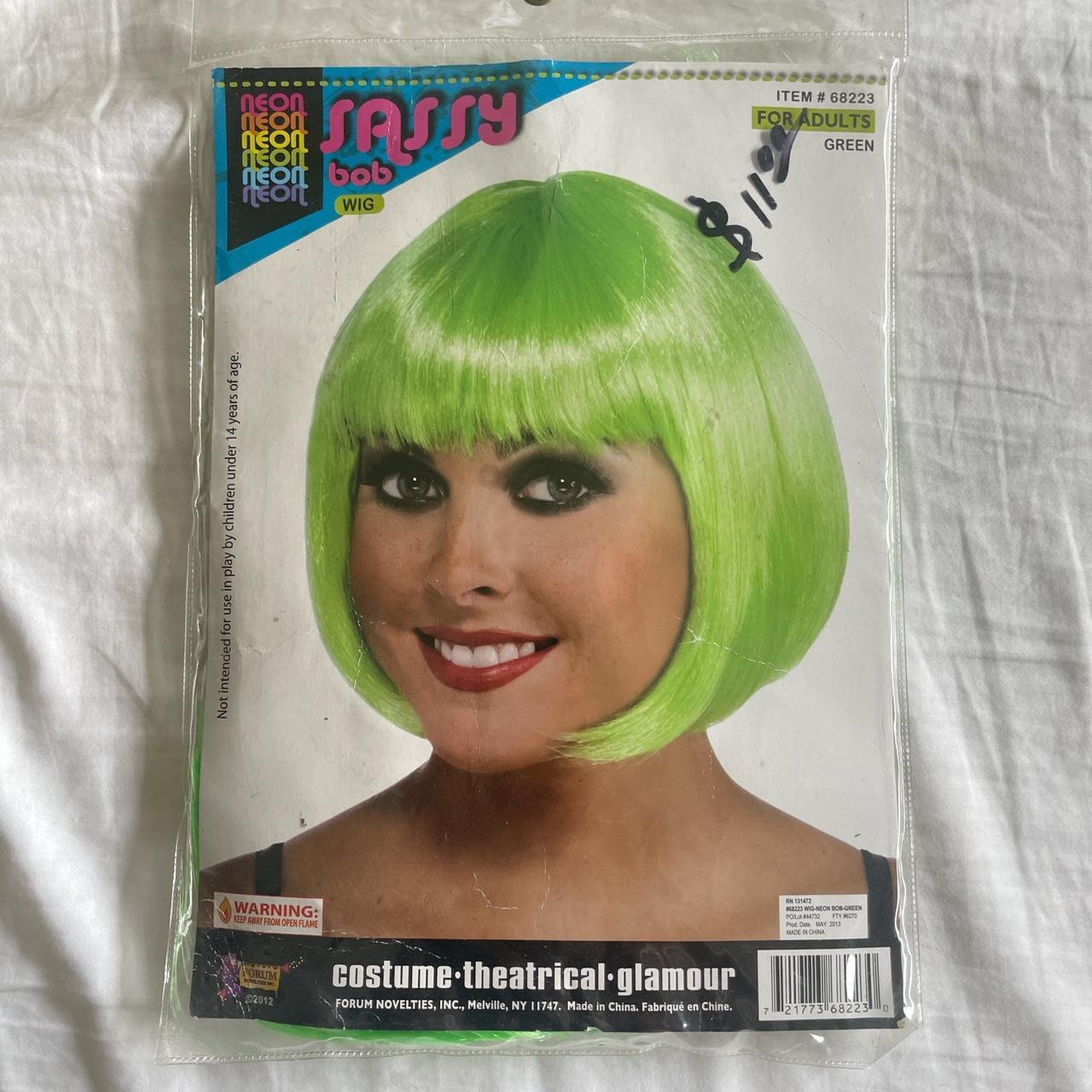 Neon green wig perfect for a Halloween