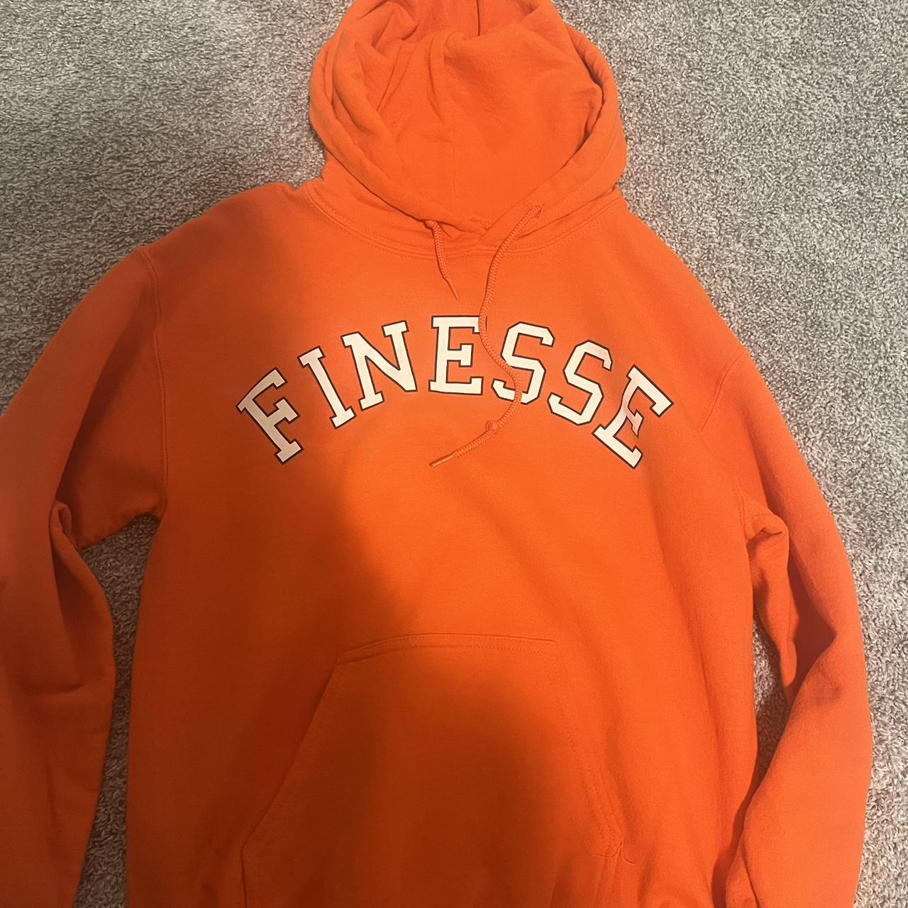 Fashion Nova men’s Orange Finesse Hoodie Size: Men’s... - Depop