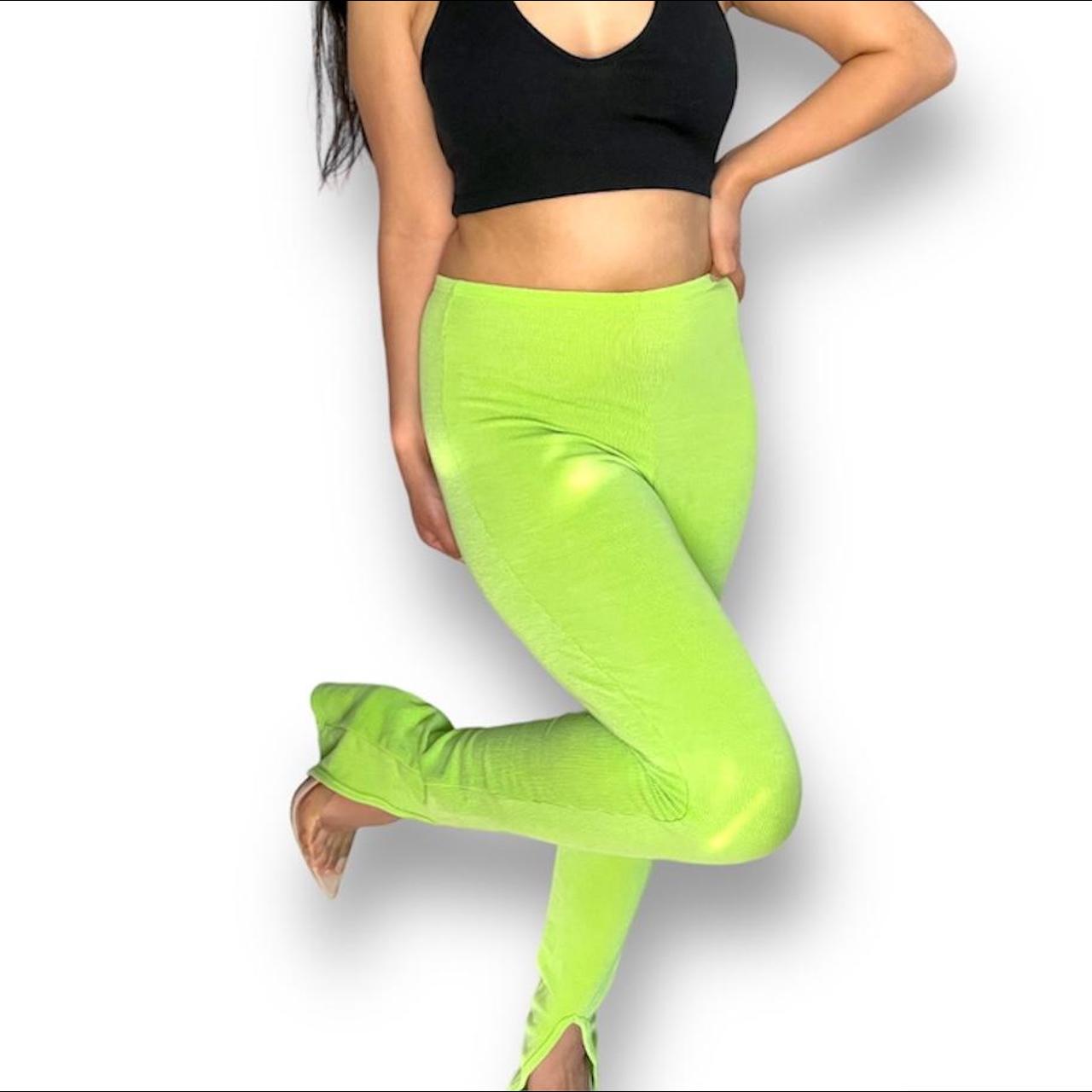 Lime green split hem leggings •very soft and - Depop